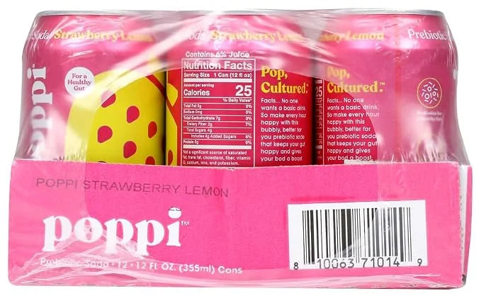 Poppi Strawberry Lemon Prebiotic Soda 12pk, 12 FZ