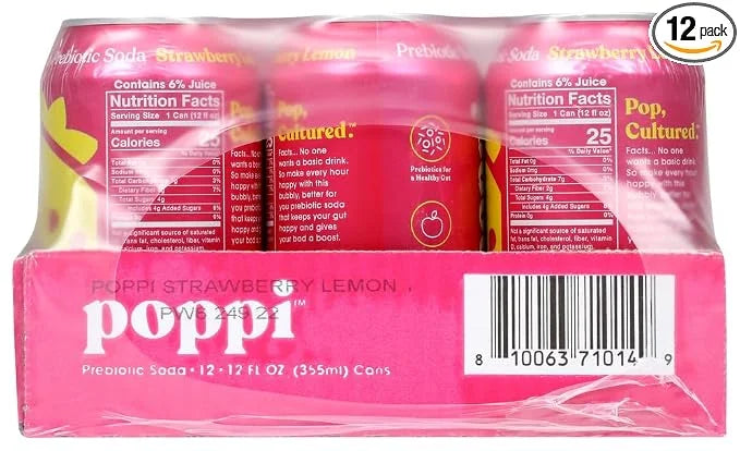 Poppi Strawberry Lemon Prebiotic Soda 12pk, 12 FZ
