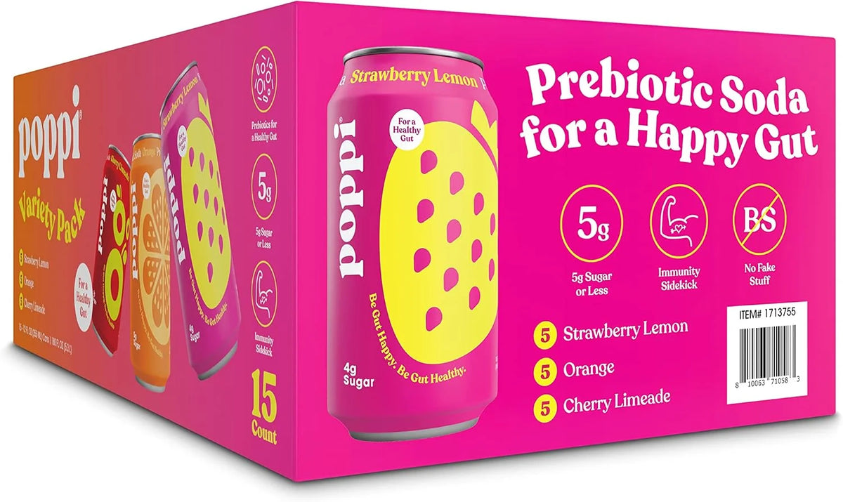 Poppi Variety Pack, 12 oz, 15-Count