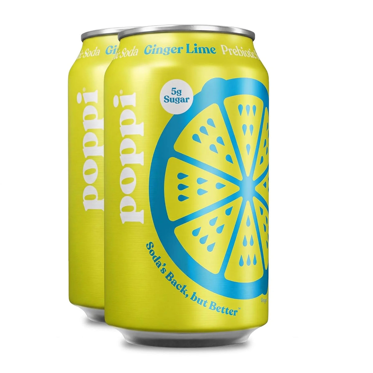 Poppi Ginger Lime Prebiotic Soda, 12 Fl Oz Can (Pack of 2)